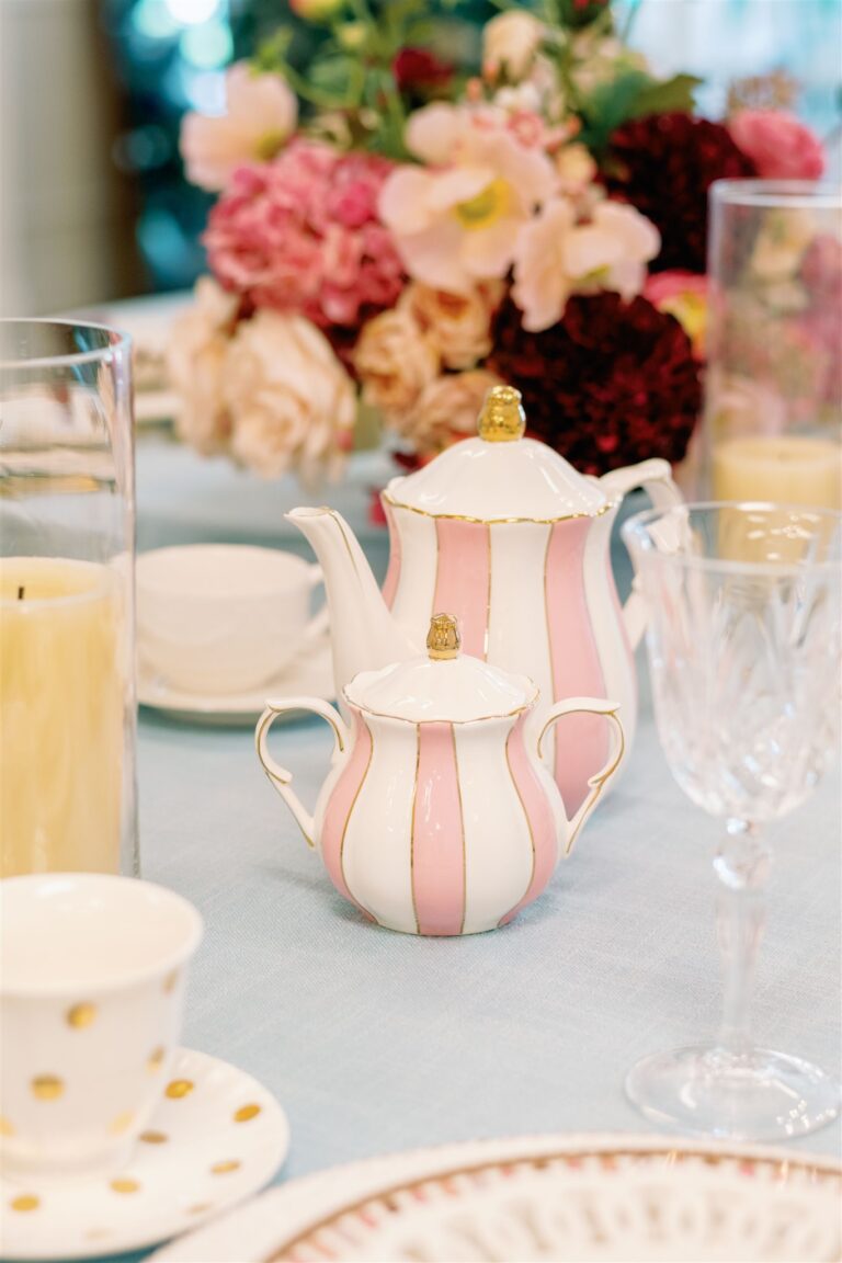 Assorted teas and seasonal baked goods elegantly displayed at a bridal shower event at Andolina Intimate Venue, showcasing the perfect High Tea experience.